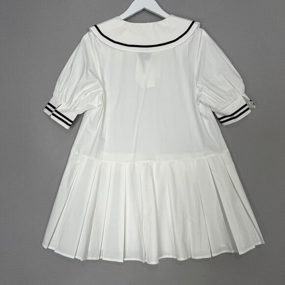 MABLE The Label Dress Womens Medium White Peter Pan Collar Sailor Cottage Preppy - Picture 7 of 14
